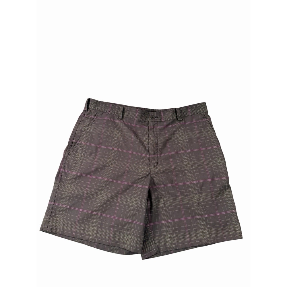 Nike Golf Stretch Plaid Gray Purple Mens Shorts Size 36